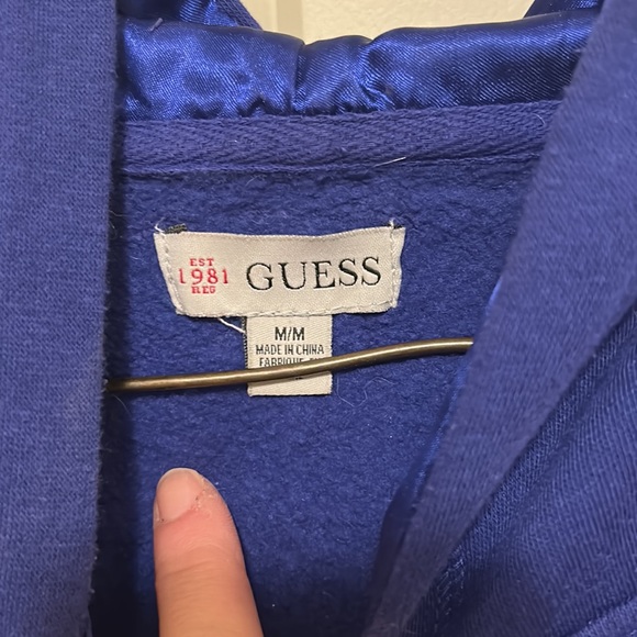 Guess Sequin Logo Hoodie in Royal Blue sz. S - Picture 3 of 5